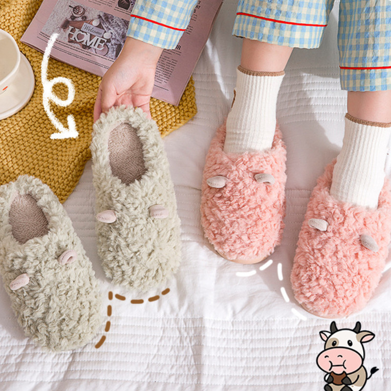 Háztartási bolyhos cipők női téli meleg bolyhos papucsok aranyos otthoni beltéri csúszásmentes pamut papucsok maci plüss csúszdák