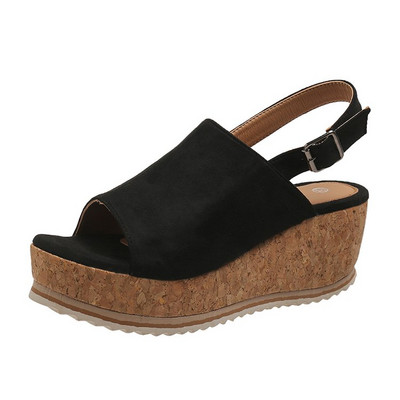 2023 m. vasaros moteriškos laisvalaikio sandalai Nauji pleištiniai sandalai atvirais moteriškais batai Madingi leopardo rašto aukštakulniai platforminiai sandalai