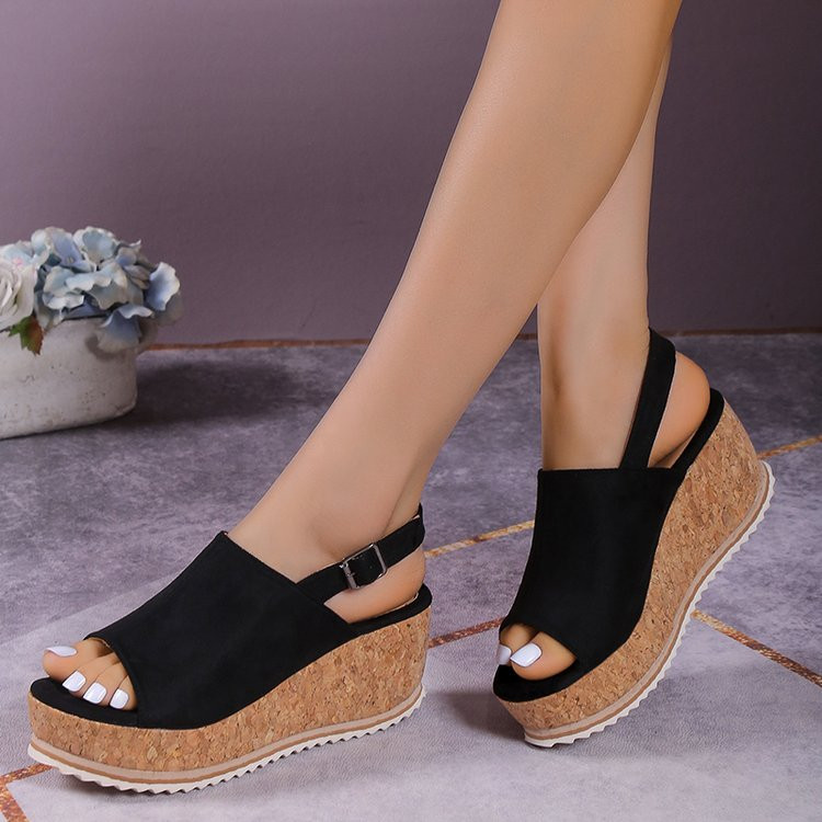 2023 m. vasaros moteriškos laisvalaikio sandalai Nauji pleištiniai sandalai atvirais moteriškais batai Madingi leopardo rašto aukštakulniai platforminiai sandalai