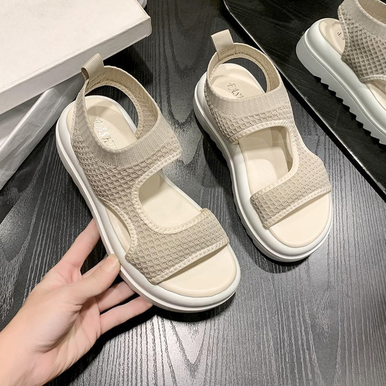 Toc mijlociu Toc cu platformă 2023 Sandale Pantofi plati de vară Costum pentru femei Moda femei Confortabil Casual Sandale cu toate potrivirile Pantofi