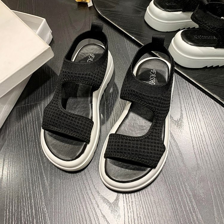 Toc mijlociu Toc cu platformă 2023 Sandale Pantofi plati de vară Costum pentru femei Moda femei Confortabil Casual Sandale cu toate potrivirile Pantofi