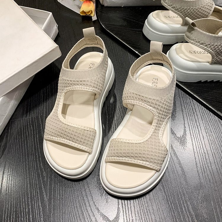 Toc mijlociu Toc cu platformă 2023 Sandale Pantofi plati de vară Costum pentru femei Moda femei Confortabil Casual Sandale cu toate potrivirile Pantofi