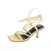 NOVE Ljetne ženske cipele 2023. Modne ravne sandale s otvorenim prstima Seksi jednobojne ženske cipele na vezanje Dizajnerske sandale