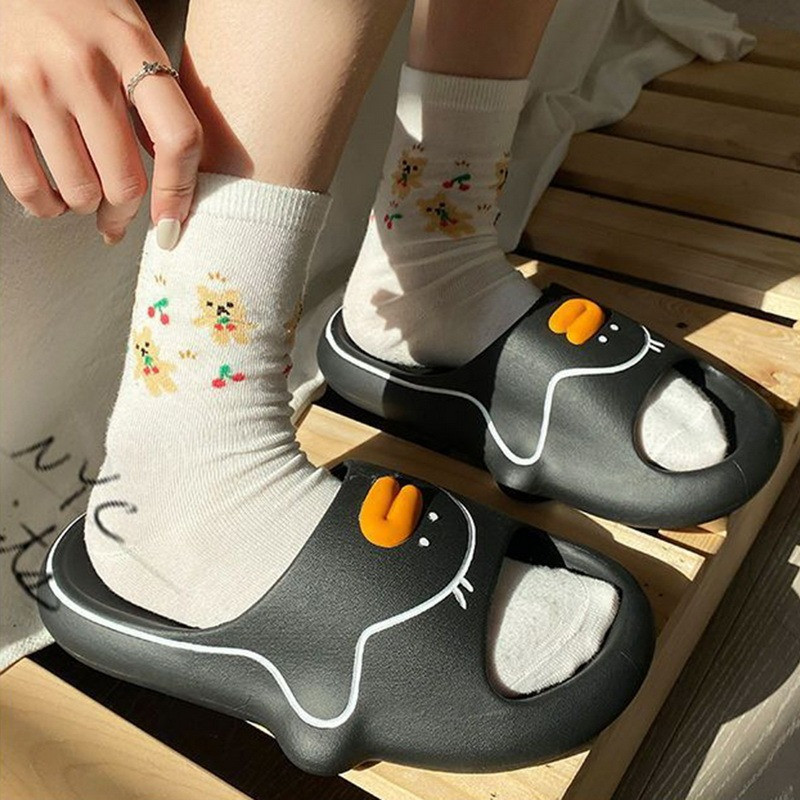 Papuče Ženske ljetne japanke Slatke patke iz crtića Cipele za žene za zatvorene na otvorenom Meke debele sandale s platformom za plažu Ženske tobogane