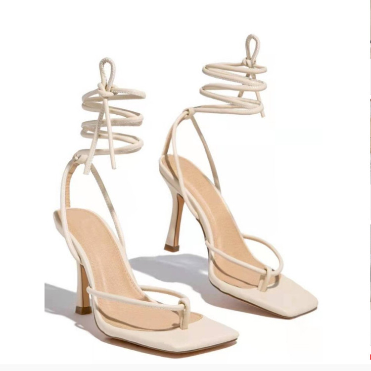 Ljetne ženske sandale 2023. Remen za gležnjeve Ženske tanke cipele s visokim petama Svečane cipele Ženske modne seksi sandale Ženske cipele s četvrtastim vrhom