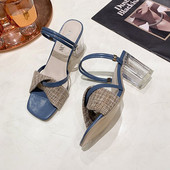 Elegáns magassarkú szandálok Női új nyári cipők Női divat Két befűzési módszer Alkalmi szandálok Négyszögletű női cipők