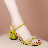 Nove ljetne cipele za 2023. Modne ženske sandale na visoku petu Rimske sandale s bisernom četvrtastom petom s visokim petama Elegantne ženske haljine Sandale na čizme