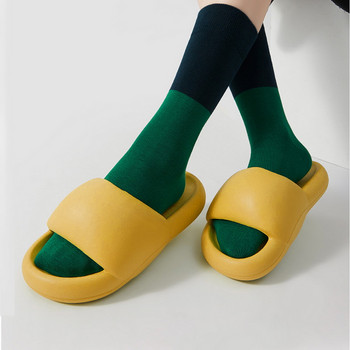 Нова тенденция Дебело дъно Дамски джапанки Чехли Луксозни плажни сандали Мъжки чехли за баня Двойка Мека подметка Равни домашни пързалки