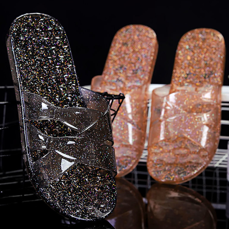 Uued läbipaistvad lamedad sussid naiste plastikust libisemiskindlad suvised vabaaja sussid