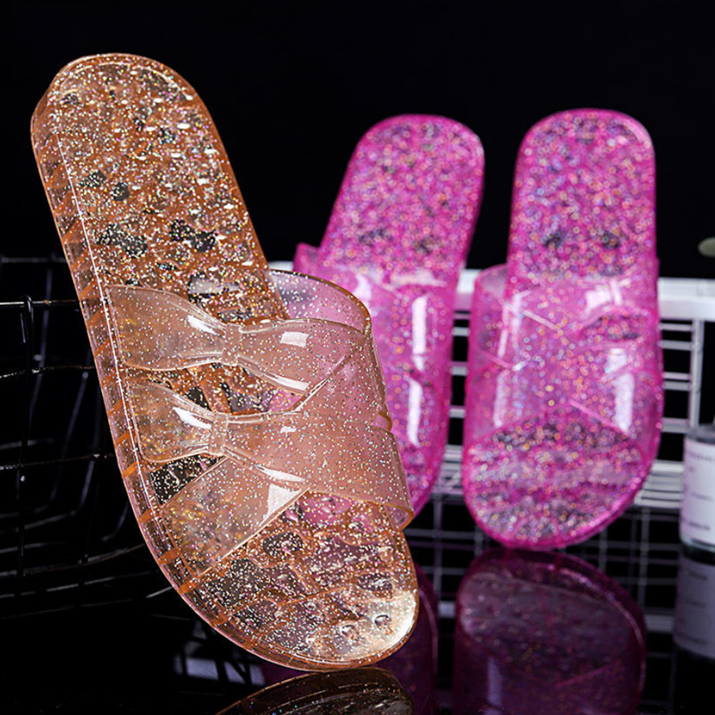 Uued läbipaistvad lamedad sussid naiste plastikust libisemiskindlad suvised vabaaja sussid