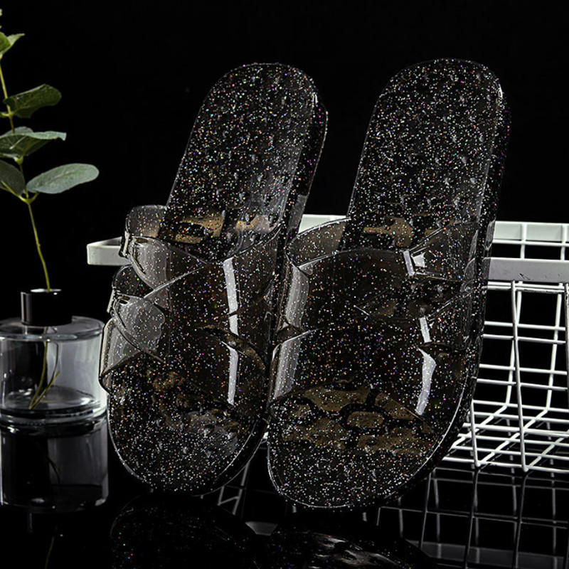 Uued läbipaistvad lamedad sussid naiste plastikust libisemiskindlad suvised vabaaja sussid