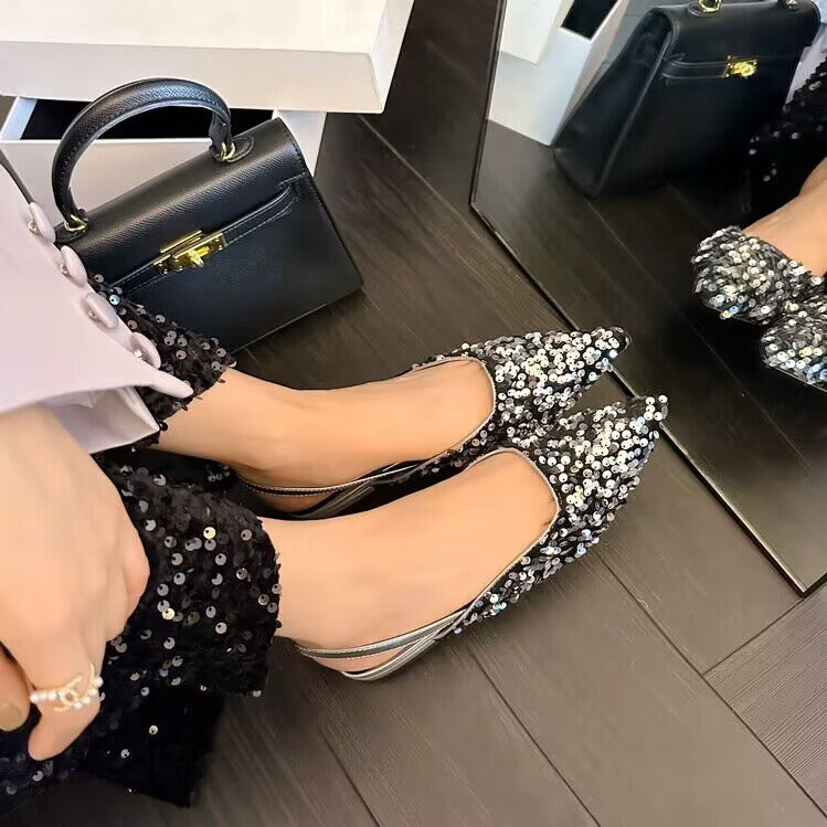 2023. Nove sjajne ženske sandale, modne ženske natikače sa plitkim ustima, elegantne ženske cipele na prevezu, seksi cipele na visoku petu