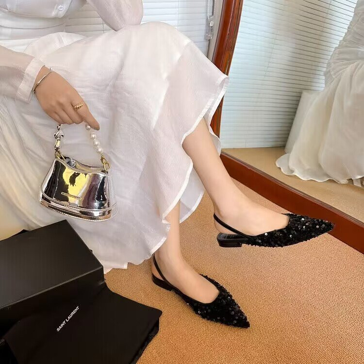 2023. Nove sjajne ženske sandale, modne ženske natikače sa plitkim ustima, elegantne ženske cipele na prevezu, seksi cipele na visoku petu