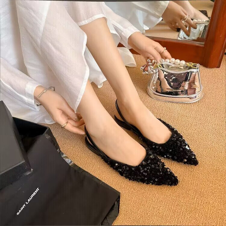 2023. Nove sjajne ženske sandale, modne ženske natikače sa plitkim ustima, elegantne ženske cipele na prevezu, seksi cipele na visoku petu