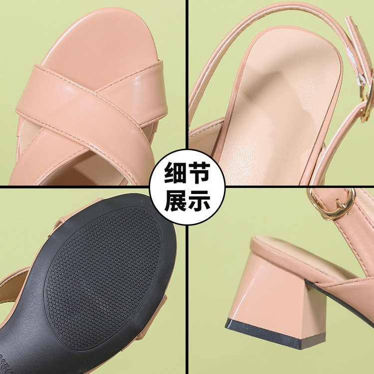 Sandale de vară pentru femei, cu bandă largă, vintage, cu vârful pătrat, cu toc înalt, cu cataramă, cu cureaua, sandale cu toc înalt, pentru femei, pantofi de designer asortati la culoare