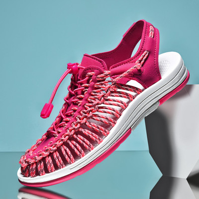 Vasaros vyriškos basutės Moteriškos šlepetės audimo dizaino paplūdimio basutės kvėpuojančios laisvalaikio plokščios basutės lauke poros basutės 48 dydis