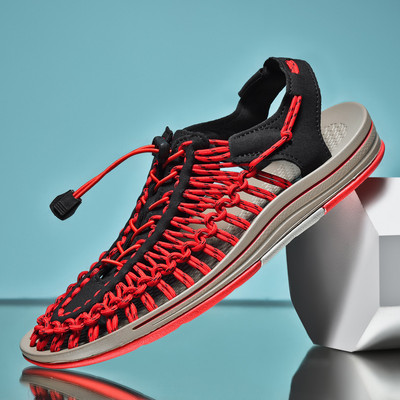 Vasaros vyriškos basutės Moteriškos šlepetės audimo dizaino paplūdimio basutės kvėpuojančios laisvalaikio plokščios basutės lauke poros basutės 48 dydis