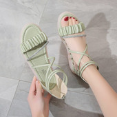 Sandale Ženske ljetne nove cipele s niskom petom Vilinski vjetar na preklop Sandale s debelom petom Univerzalne jednostruke cipele s remenom Jedna cipela Ženske cipele