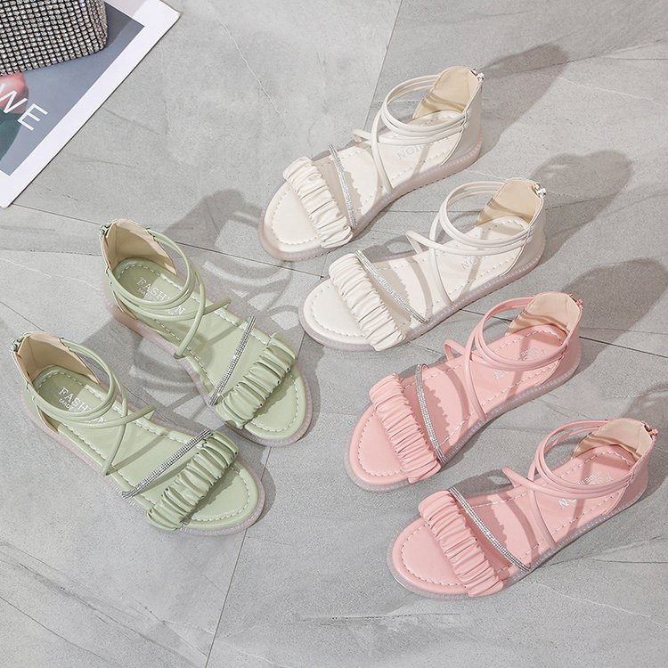 Sandale Ženske ljetne nove cipele s niskom petom Vilinski vjetar na preklop Sandale s debelom petom Univerzalne jednostruke cipele s remenom Jedna cipela Ženske cipele