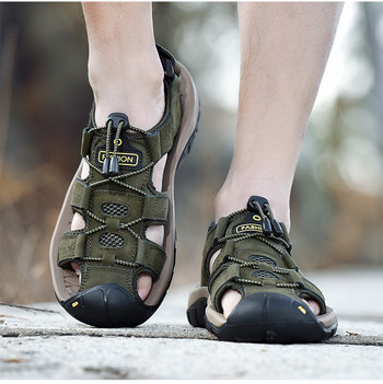 Κλασικά ανδρικά σανδάλια Καλοκαιρινά σανδάλια από γνήσιο δέρμα Breathable Ανδρικά δερμάτινα παπούτσια Πολυτελή σανδάλια Soft Outdoor Ανδρικά Ρωμαϊκά σανδάλια