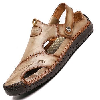 Летни мъжки сандали Мъжки кожени сандали Класически римски сандали Чехли Меки външни маратонки Плажни гумени мъжки трекинг сандали