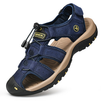 2023 Мъжки обувки от естествена кожа Летни нови големи мъжки сандали Мъжки сандали Модни сандали Чехли Голям размер 38-47
