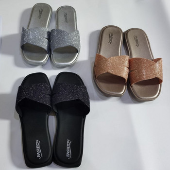 Slide For Women 2021 Home Indoor Υποδήματα Καλοκαιρινά Κρυστάλλινα Επίπεδα παπούτσια Γυναικεία Γυναικεία Glitter Γυναικείες παντόφλες Drop Shipping