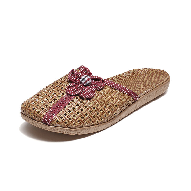 Mntrerm Νέες καλοκαιρινές εσωτερικές γυναικείες αναπνεύσιμες δροσερές παντόφλες για το σπίτι με αντιολισθητικό λουλούδι, υφασμένο πάτωμα λουλουδιών από λινά