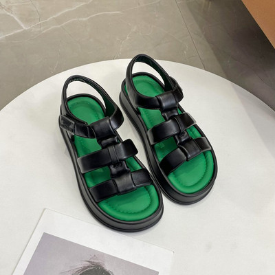 Cele mai recente sandale romane cu platformă deschisă de vară, la modă și confortabile, cu curea cu cataramă, cu fundul gros, pantofi casual pentru femei