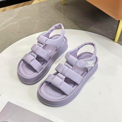 Cele mai recente sandale romane cu platformă deschisă de vară, la modă și confortabile, cu curea cu cataramă, cu fundul gros, pantofi casual pentru femei