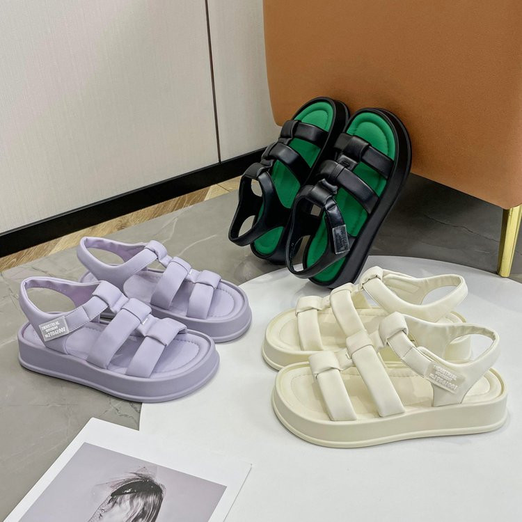 Cele mai recente sandale romane cu platformă deschisă de vară, la modă și confortabile, cu curea cu cataramă, cu fundul gros, pantofi casual pentru femei