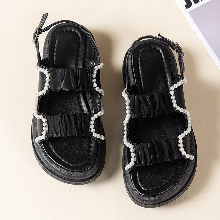 2023. aasta tursked sandaalid naiste pandlaga rihm, plisseeritud avatud ümmarguse varbaga Slingback platvorm vabaaja suvised naiste kingad