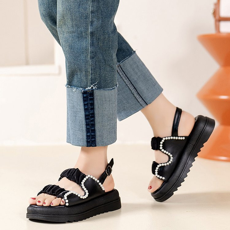 2023. aasta tursked sandaalid naiste pandlaga rihm, plisseeritud avatud ümmarguse varbaga Slingback platvorm vabaaja suvised naiste kingad