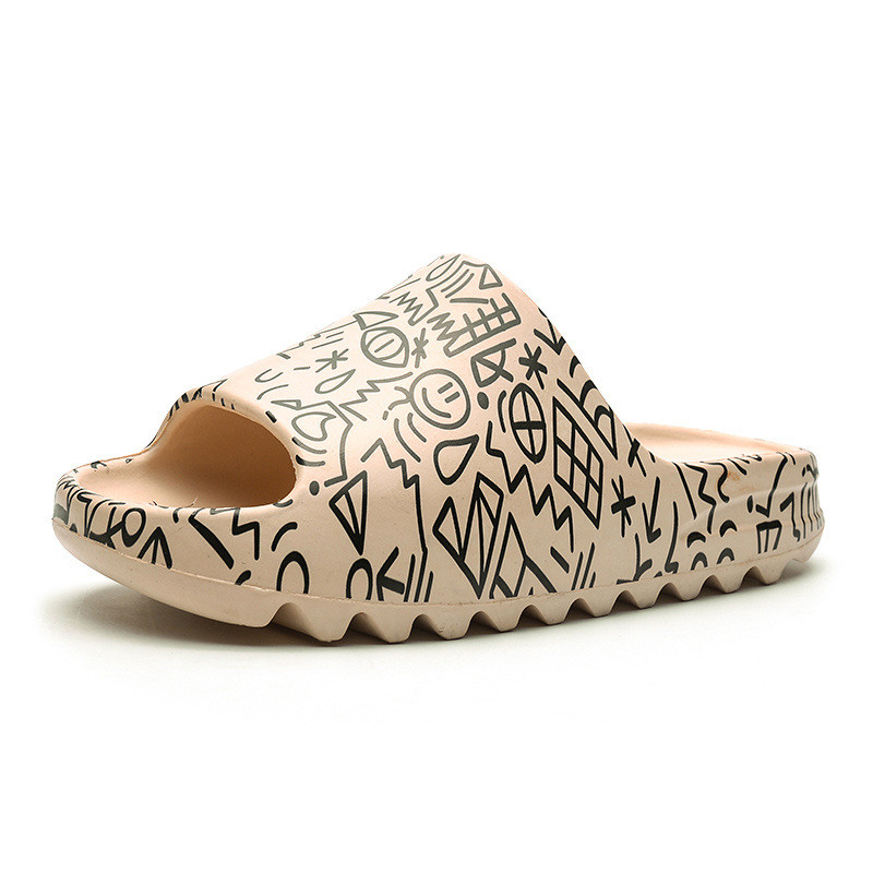 2022 m. Nauji Vasaros Graffiti Šlepetės Namai Minkštos Moteriškos Vonios Šlepetės Neslystančios Namuose Moteriškos Platformos Batai EVA Flip Flops Stori Slides