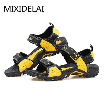 MIXIDELAI Модни мъжки сандали на открито Летни мъжки обувки Ежедневни обувки Дишащи плажни сандали Sapatos Masculinos Плюс размер 35-46