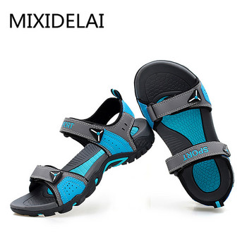 MIXIDELAI Модни мъжки сандали на открито Летни мъжки обувки Ежедневни обувки Дишащи плажни сандали Sapatos Masculinos Плюс размер 35-46
