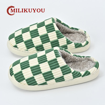 Nove zimske muške ženske papuče, tople plišane kućne ženske papuče, jesenske cipele za par, kućne ravne podnice, mekane vitke tobogane za spavaću sobu