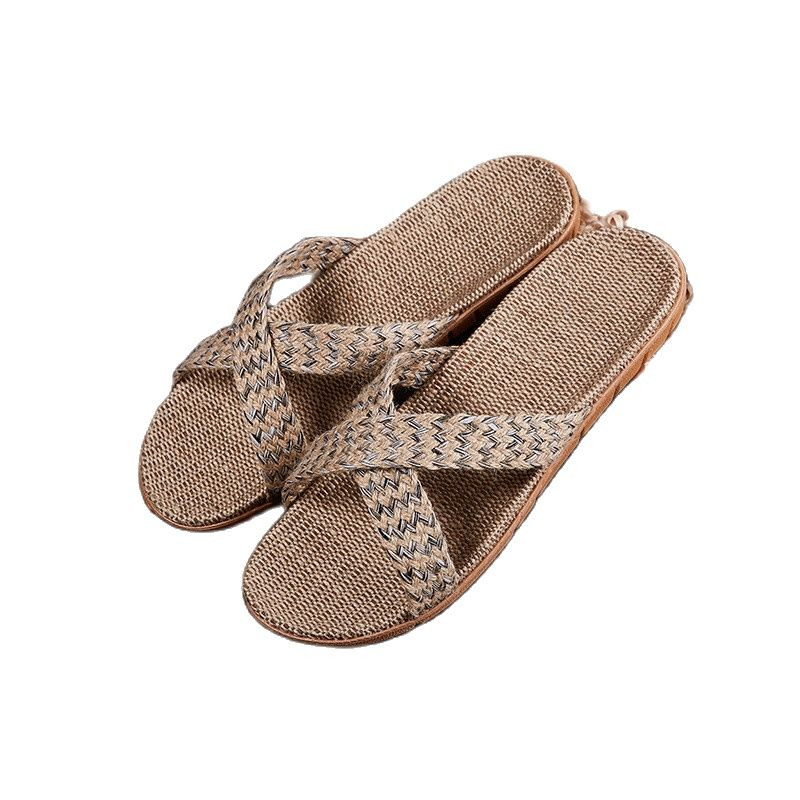 Suihyung Lanene papuče velike veličine za žene, muškarce, križni remen, ljetne kućne cipele za zatvorene, ženske ležerne sandale, japanke od lana