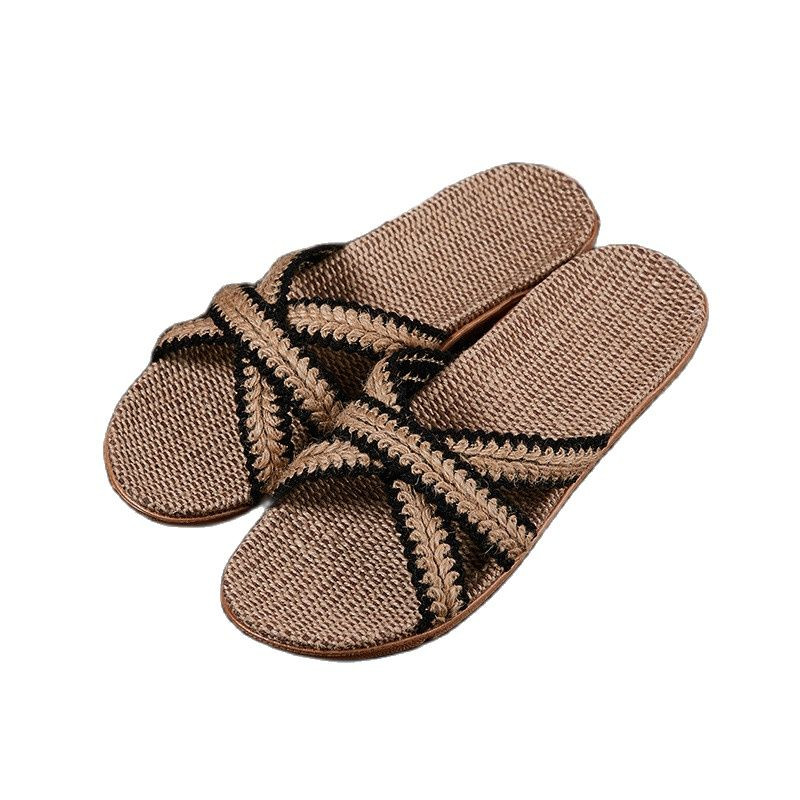 Suihyung Lanene papuče velike veličine za žene, muškarce, križni remen, ljetne kućne cipele za zatvorene, ženske ležerne sandale, japanke od lana