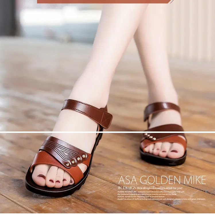 2023. Modne ženske kožne sandale, ljetne ženske cipele, ženske mekane donje plohe s udobnim mekim potplatom, ravne majčinske sandale