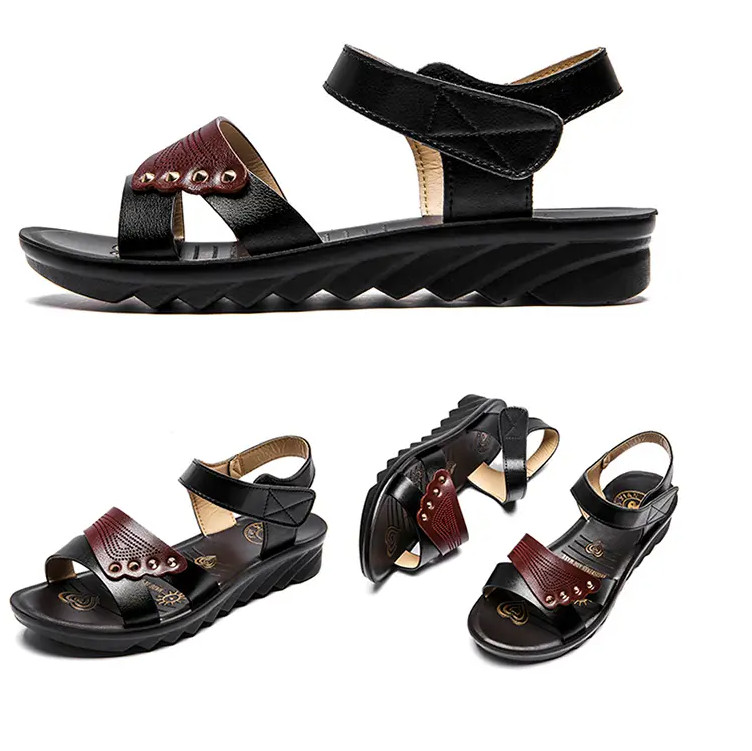 2023. Modne ženske kožne sandale, ljetne ženske cipele, ženske mekane donje plohe s udobnim mekim potplatom, ravne majčinske sandale