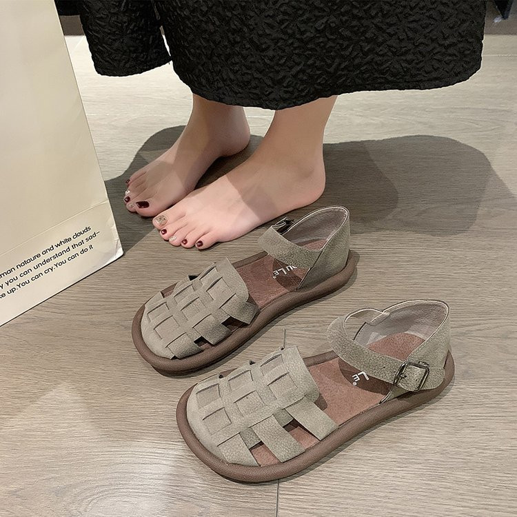 Modne ravne sandale Retro nostalgične jednostavne ženske cipele Zdrave prozračne jednostavne sve Sandale Ljetne ženske sandale