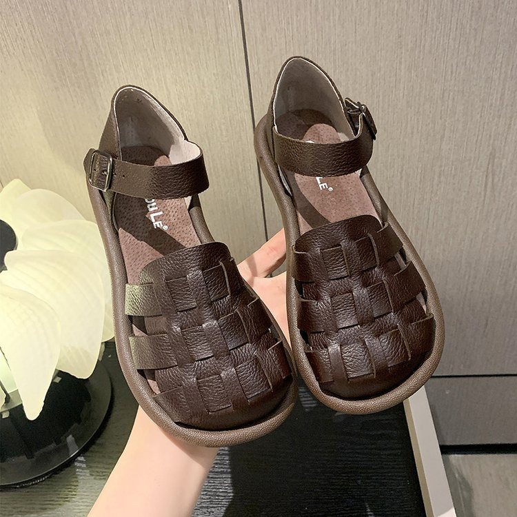 Modne ravne sandale Retro nostalgične jednostavne ženske cipele Zdrave prozračne jednostavne sve Sandale Ljetne ženske sandale