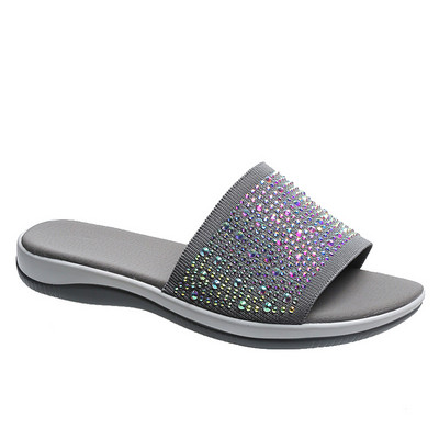 Vanjske papuče veće veličine Ženske nove ljetne 2022. Mrežaste ravne sandale s vještim kamenčićima Papuče s mekim dnom, ležerne sandale sa zatvorenim prstima