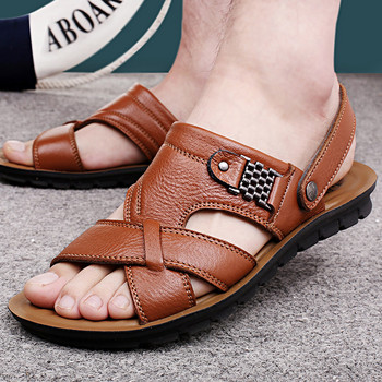 Ανδρικά δερμάτινα σανδάλια 2022 Νέα καλοκαιρινά κλασικά ανδρικά παπούτσια Παντόφλες Μαλακά σανδάλια Ανδρικά ρωμαϊκά άνετα παπούτσια για περπάτημα μεγάλο μέγεθος 48