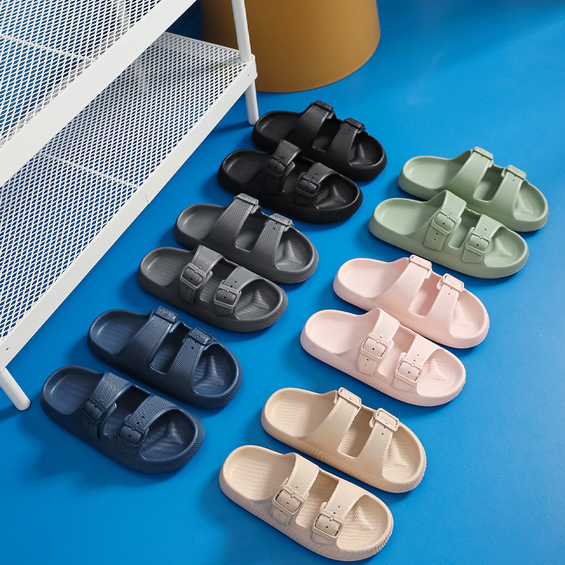 2023 Νέες ρυθμιζόμενες παντόφλες Παντόφλες με χοντρή σόλα με διπλή πόρπη για το σπίτι Αντιολισθητικές παντόφλες σύννεφα Γυναικείες εξωτερικές τσουλήθρες παραλίας