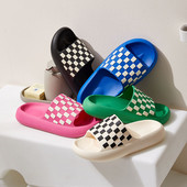 Crno-bijele kockaste ljetne EVA papuče Ženske neklizajuće papuče s debelim potplatom Kućne protuklizne sandale Ženske papuče