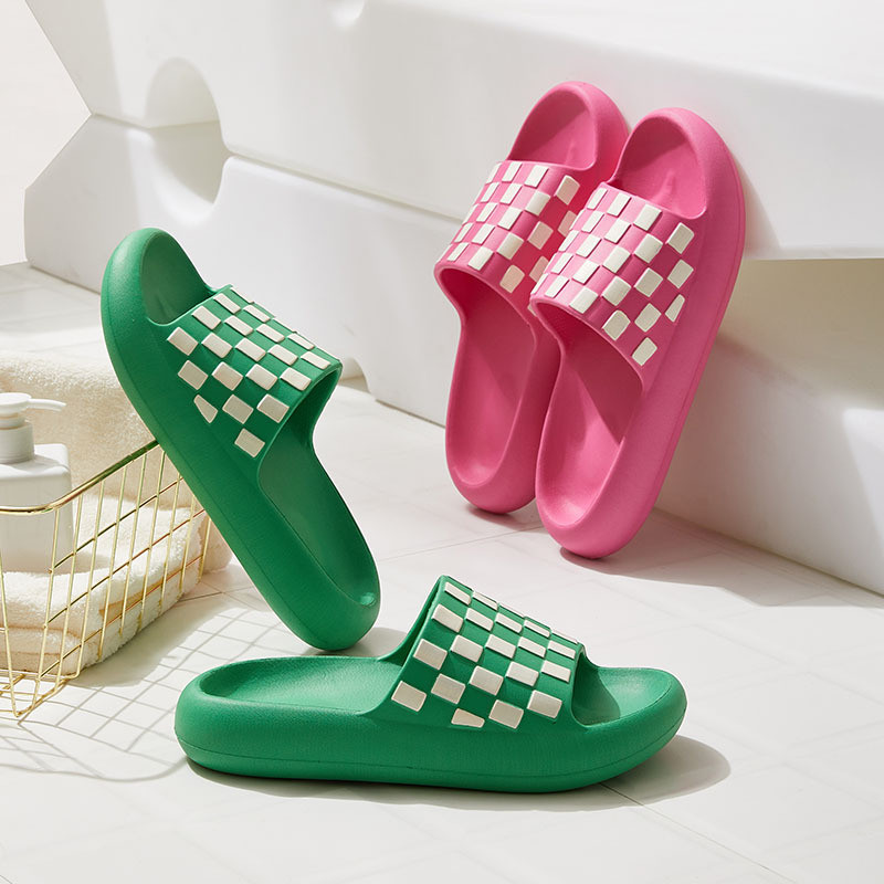 Crno-bijele kockaste ljetne EVA papuče Ženske neklizajuće papuče s debelim potplatom Kućne protuklizne sandale Ženske papuče