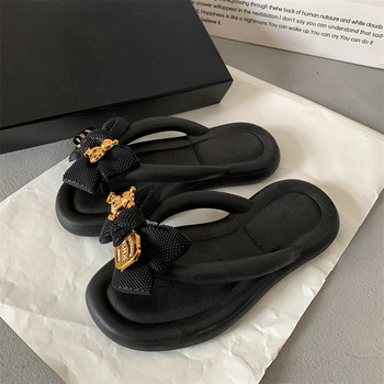 2023 Νέα ανοιχτά σανδάλια με παπιγιόν με χοντρή σόλα για υπαίθρια καθημερινή μόδα παπούτσια παραλίας Παντόφλες ψαροκόκαλο Γυναικεία μεγάλα σανδάλια