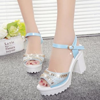 Γυναικεία Κομψά Wedges Σανδάλια Παπούτσια Summer Pumps Πλατφόρμα Σανδάλι Roman Wedges Crystal Peep Toe Σανδάλια Sandali Donna Eleganti